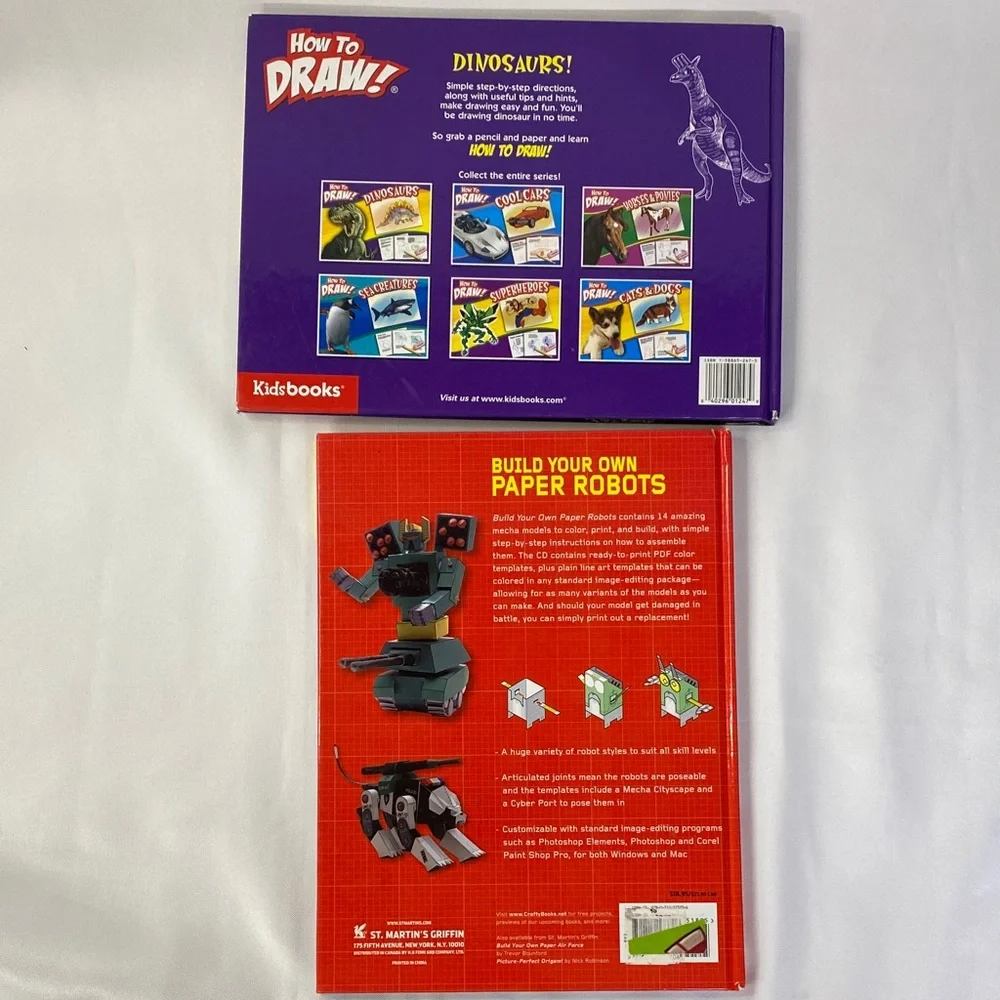 Build Your Own Paper Robots Book - Blue Cover How To Draw Dinosaurs Book